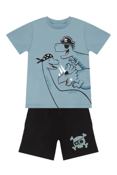 طقم مشد صيفي للأولاد - تي شيرت وسروال قصير من Dinolar - Фото 7