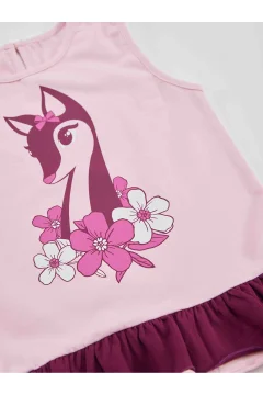 طقم تي شيرت صيفي مكشكش بدون أكمام وتيشيرت تونيك للفتيات - Фото 9