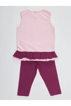 طقم تي شيرت صيفي مكشكش بدون أكمام وتيشيرت تونيك للفتيات - Фото 4