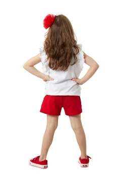 طقم تي شيرت وشورت بناتي مكشكش من Bug Love - Фото 2