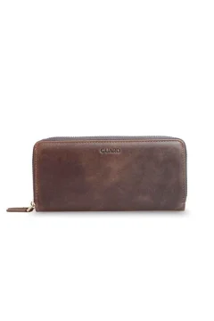 Double Zipper Crazy Brown Genuine Leather Handbag P3050 - Фото 1