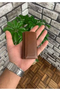 Tan Genuine Leather Keychain P404 - Фото 1