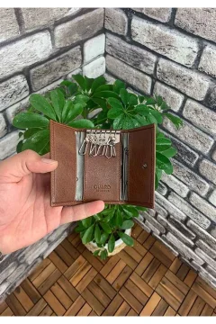 سلسلة مفاتيح جلدية باللون البني - Фото 2