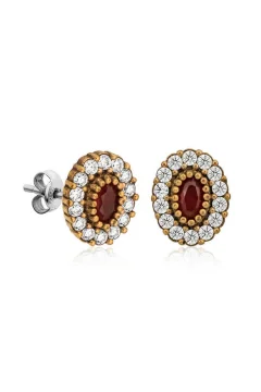 Silver Authentic Oval Studded Earrings - Фото 1