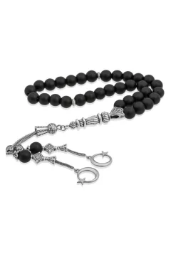 Natural Stone Metal Tasseled Onyx Black Matte Stone Rosary - Фото 1