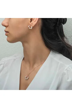 مجموعة اكسسوارات نسائية بشريط من اللؤلؤ الفضي - Фото 3