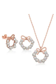 Women's Accessories Set with Silver Pearl Ribbon - Фото 1