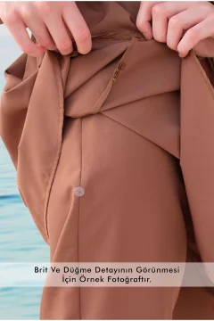 بدلة سباحة حجاب مع واقي من الرياح باللون الأزرق - Фото 7