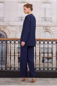 بدلة نسائي انيقه باللون الازرق الداكن - Фото 9