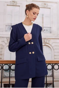 بدلة نسائي انيقه باللون الازرق الداكن - Фото 8