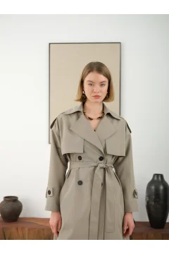 معطف طويل كلاسيكي وفرو المنك - Фото 5