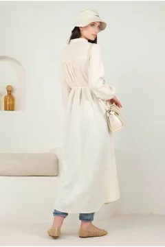 قميص نسائي انيق و طويل باللون اكرو - Фото 7