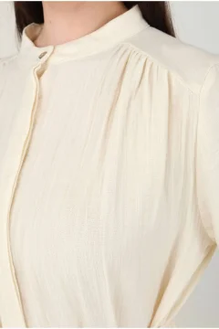 قميص نسائي انيق و طويل باللون اكرو - Фото 9