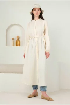 قميص نسائي انيق و طويل باللون اكرو - Фото 6