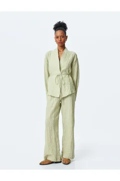 بنطال عالي الخصر من القطن - Фото 3