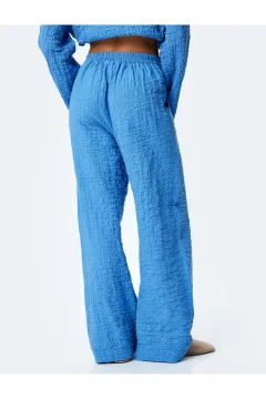 بنطال عالي الخصر من القطن باللون الازرق - Фото 8