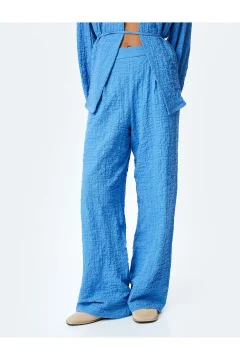 بنطال عالي الخصر من القطن باللون الازرق - Фото 3