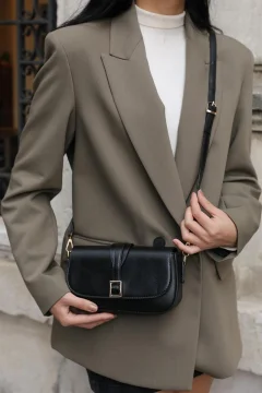 حقيبة كروس نسائية سوداء بمشبك - Фото 5