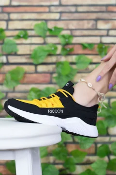 حذاء رياضي أسود أصفر للجنسين - Фото 3