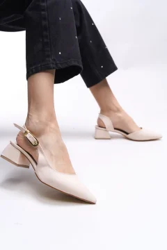 حذاء بكعب نسائي من l بلون أسمر غير لامع - Фото 4