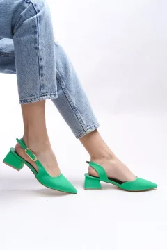 حذاء بكعب نسائي من باللون الأخضر غير اللامع - Фото 9