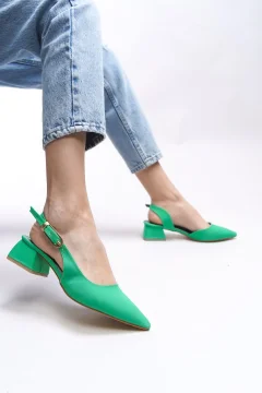 حذاء بكعب نسائي من باللون الأخضر غير اللامع - Фото 8