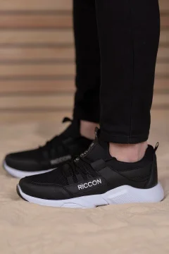 حذاء رياضي أسود أبيض للجنسين - Фото 5