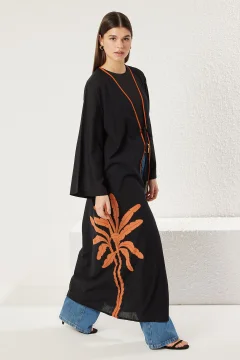 كيمونو نمط النخيل الأسود - Фото 6