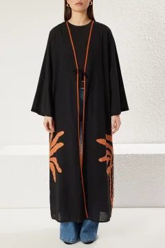 كيمونو نمط النخيل الأسود - Фото 7