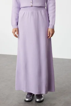 طقم كارديجان وتنورة تريكو أرجواني - Фото 8