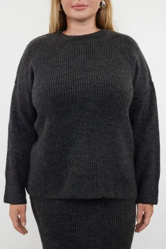 طقم سترة وتنورة مضلعة برقبة دائرية - Фото 7