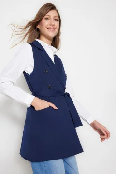 جاكيت نسائي انيق باللون الازرق الداكن - Фото 2