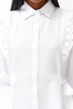 قميص من القطن الأبيض المطرز - Фото 8