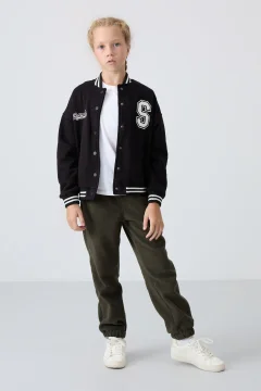 جاكيت جامعي بناتي باللون الاسود - Фото 8