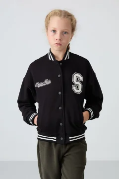 جاكيت جامعي بناتي باللون الاسود - Фото 2