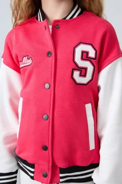 جاكيت جامعي بناتي باللون الاحمر - Фото 6