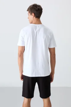 طقم شورت رجالي - أبيض وأسود - Фото 5