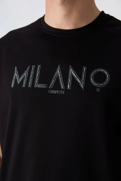 تي شيرت رجالي بلون اسود - Фото 3