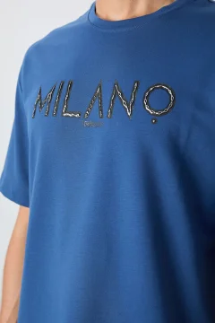 تي شيرت رجالي بلون ازرق - Фото 3