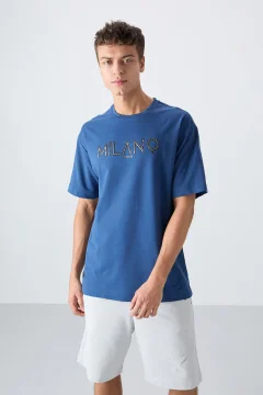 تي شيرت رجالي بلون ازرق - Фото 4