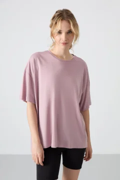 Soft Buttoned Dried Rose Oversize Women's T-Shirt - 97285 - Фото 1