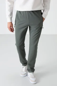 MEn's SwEatPants - KHaki Color, ZippErEd, ThrEE PockEts, Skinny Fit, Classic LEg - 84671 - Фото 1
