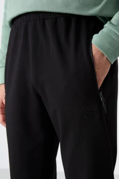 بنطال رياضي رجالي أسود ساق كلاسيكية - Фото 3