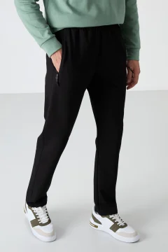 بنطال رياضي رجالي أسود ساق كلاسيكية - Фото 9