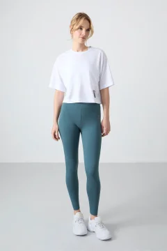 Forest Green High Waist Slim Fit Narrow Leg Women's Tights - Фото 1