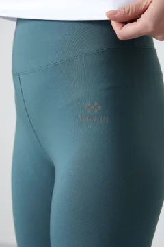 بنطال ضيق للسيدات ذو قصة ضيقة وخصر عالي باللون الأخضر الغابة - Фото 3