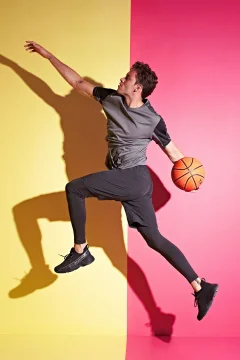 Black Logo Printed High Waist Slim Fit Active Sports Men's Tights - Фото 1