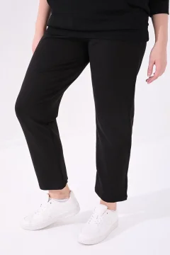 بنطال رياضي كلاسيكي بتفاصيل حجر أسود مقاس كبير - Фото 8