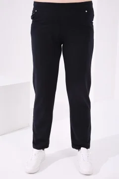 بنطال رياضي بتفاصيل حجر أزرق داكن مقاس كبير - Фото 9