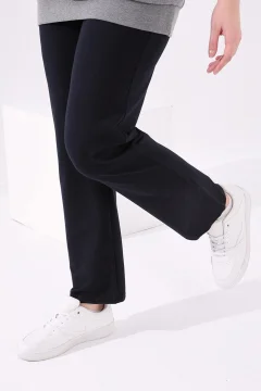 بنطال رياضي بتفاصيل حجر أزرق داكن مقاس كبير - Фото 3